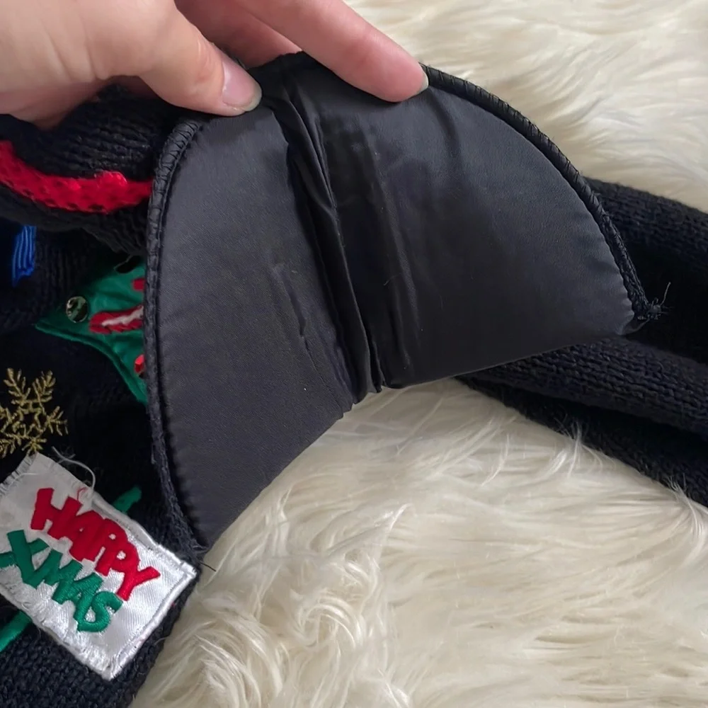 Vintage Nutcracker black button up ugly Christmas sweater cardigan snowman sz L - Picture 7 of 16